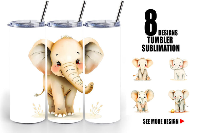 Tumbler Elephant Wildlife Sublimation artnoy 