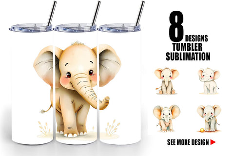 Tumbler Elephant Wildlife Sublimation artnoy 