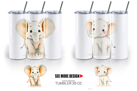 Tumbler Elephant Wildlife Sublimation artnoy 