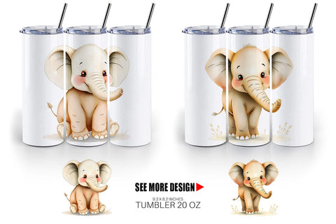 Tumbler Elephant Wildlife Sublimation artnoy 