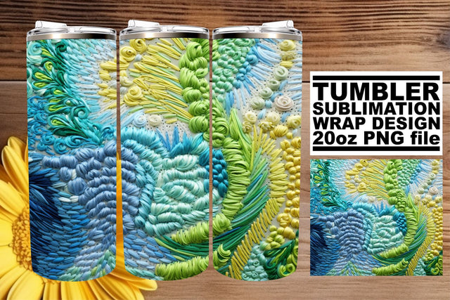 Tumbler Embroidery Artistry: 3D Delight Sublimation afrosvg 