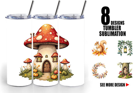 Tumbler Enchanted Autumn Forest Sublimation artnoy 