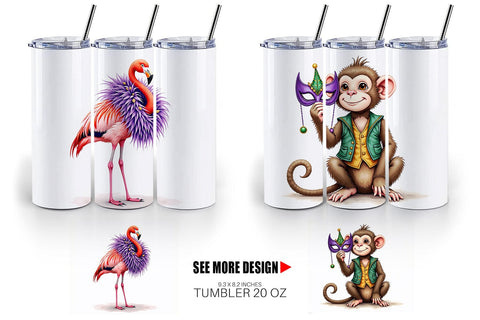 Tumbler Enchanted Forest Masquerade Animal Sublimation artnoy 