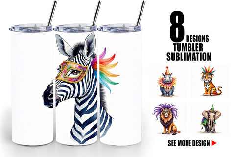 Tumbler Enchanted Forest Masquerade Animal Sublimation artnoy 