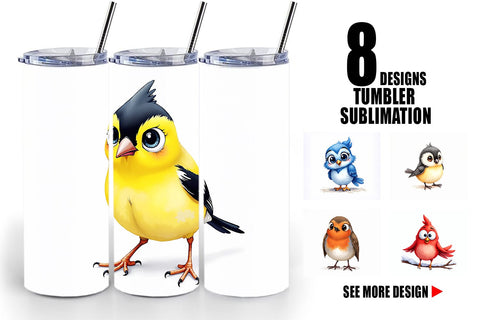 Tumbler Enchanted Winter Birds Watercolor Sublimation artnoy 