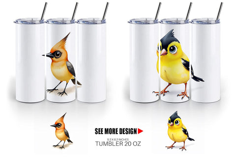 Tumbler Enchanted Winter Birds Watercolor Sublimation artnoy 