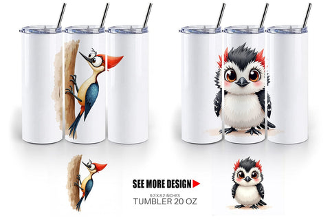Tumbler Enchanted Winter Birds Watercolor Sublimation artnoy 