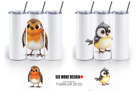 Tumbler Enchanted Winter Birds Watercolor Sublimation artnoy 