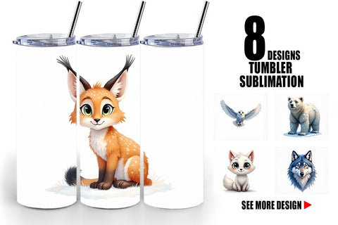 Tumbler Enchanted Winter Forest & Arctic Friends Sublimation artnoy 