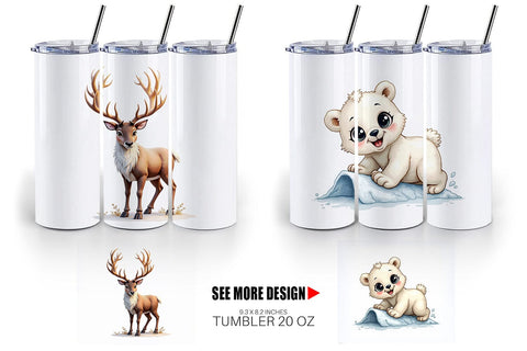 Tumbler Enchanted Winter Forest & Arctic Friends Sublimation artnoy 