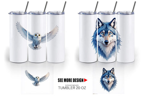Tumbler Enchanted Winter Forest & Arctic Friends Sublimation artnoy 
