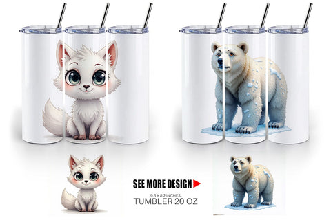 Tumbler Enchanted Winter Forest & Arctic Friends Sublimation artnoy 