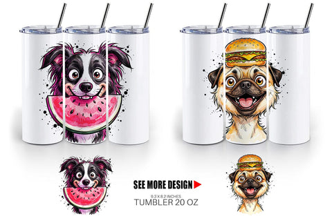 Tumbler Enthusiastic BBQ Dog Watercolor Sublimation artnoy 