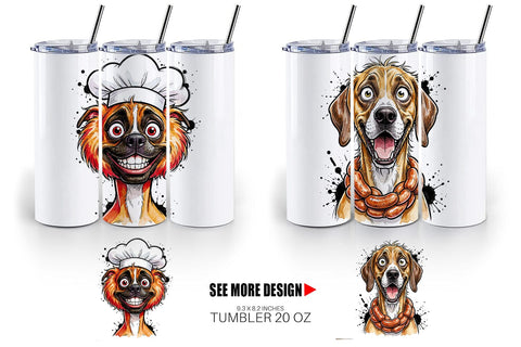 Tumbler Enthusiastic BBQ Dog Watercolor Sublimation artnoy 