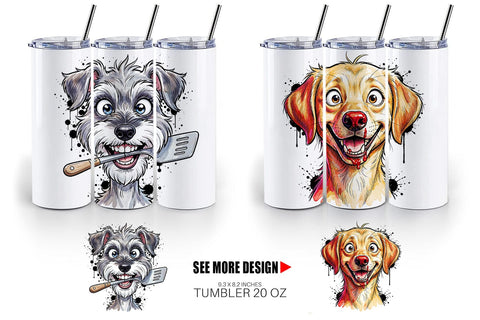 Tumbler Enthusiastic BBQ Dog Watercolor Sublimation artnoy 