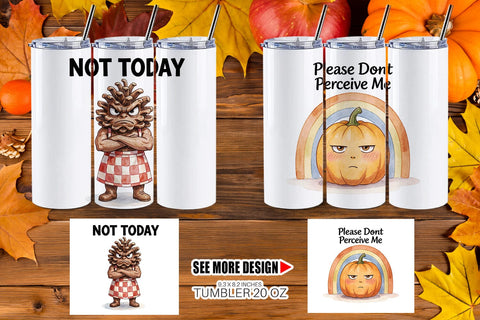 Tumbler Exhausted Autumn Groovy Sublimation artnoy 