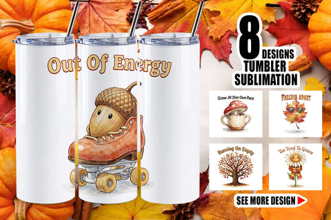 Tumbler Exhausted Autumn Groovy Sublimation artnoy 