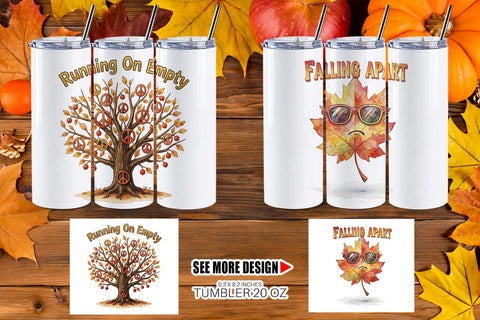 Tumbler Exhausted Autumn Groovy Sublimation artnoy 