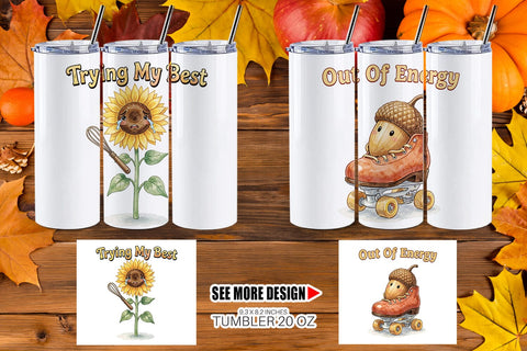 Tumbler Exhausted Autumn Groovy Sublimation artnoy 