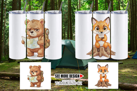 Tumbler Exhausted Hiker Animal Watercolor SVG artnoy 