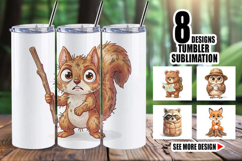 Tumbler Exhausted Hiker Animal Watercolor SVG artnoy 