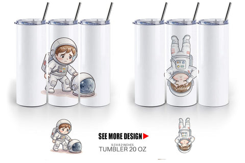 Tumbler Exhausted Kid Astronaut Space Burnout Sublimation artnoy 
