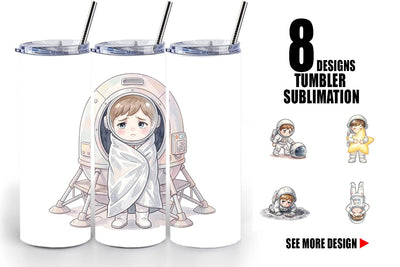 Tumbler Exhausted Kid Astronaut Space Burnout Sublimation artnoy 