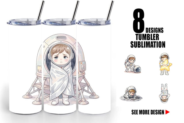 Tumbler Exhausted Kid Astronaut Space Burnout Sublimation artnoy 
