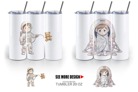 Tumbler Exhausted Kid Astronaut Space Burnout Sublimation artnoy 