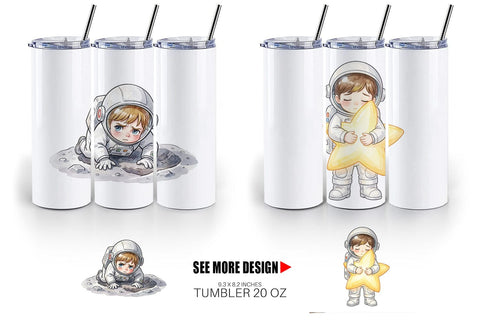 Tumbler Exhausted Kid Astronaut Space Burnout Sublimation artnoy 