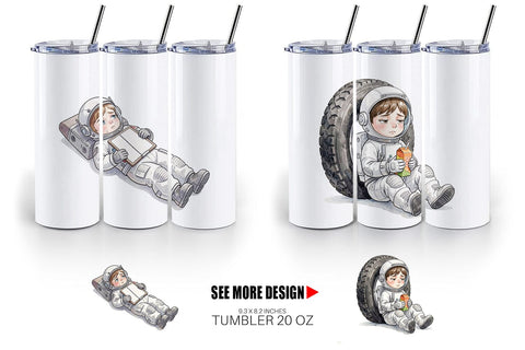 Tumbler Exhausted Kid Astronaut Space Burnout Sublimation artnoy 