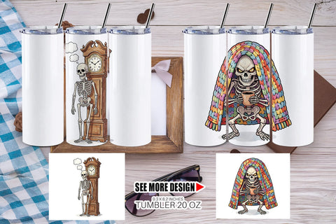 Tumbler Exhausted Lazy Dad Bone Watercolor Sublimation artnoy 