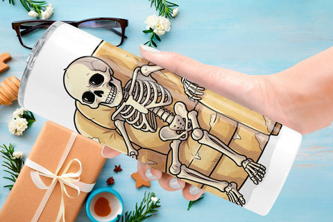 Tumbler Exhausted Lazy Dad Bone Watercolor Sublimation artnoy 