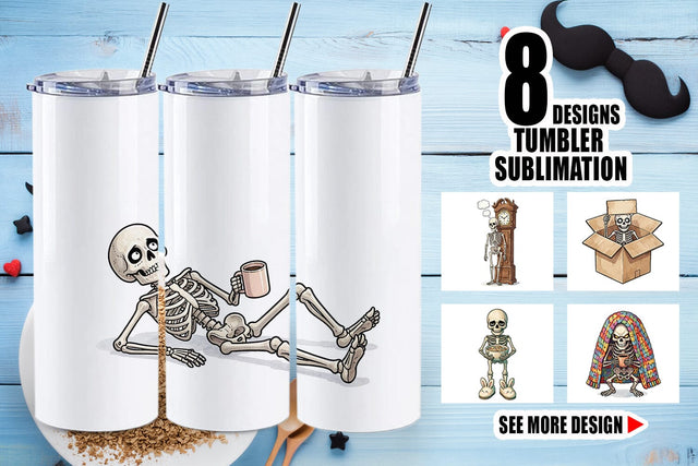 Tumbler Exhausted Lazy Dad Bone Watercolor Sublimation artnoy 