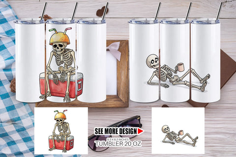 Tumbler Exhausted Lazy Dad Bone Watercolor Sublimation artnoy 