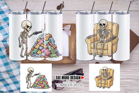 Tumbler Exhausted Lazy Dad Bone Watercolor Sublimation artnoy 