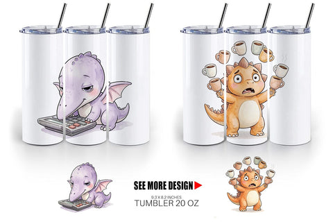 Tumbler Exhausted Office Dinosaur Sublimation artnoy 