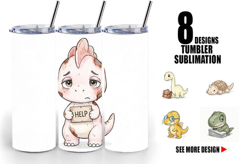 Tumbler Exhausted Office Dinosaur Sublimation artnoy 