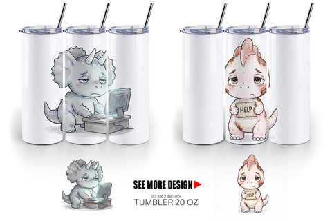 Tumbler Exhausted Office Dinosaur Sublimation artnoy 