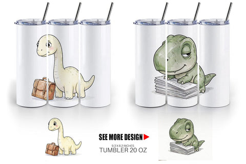 Tumbler Exhausted Office Dinosaur Sublimation artnoy 