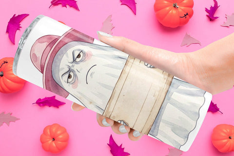 Tumbler Exhausted Retro Ghost Pink Watercolor Sublimation artnoy 