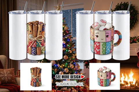 Tumbler Fabric Christmas Treat Patchwork Sublimation artnoy 