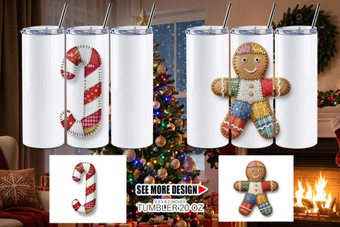 Tumbler Fabric Christmas Treat Patchwork Sublimation artnoy 