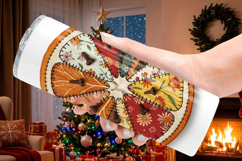 Tumbler Fabric Christmas Treat Patchwork Sublimation artnoy 