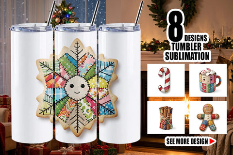 Tumbler Fabric Christmas Treat Patchwork Sublimation artnoy 