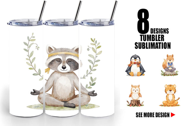 Tumbler Fall Meditating Animals Sublimation artnoy 