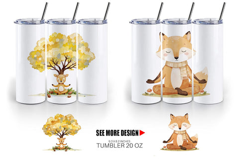 Tumbler Fall Meditating Animals Sublimation artnoy 