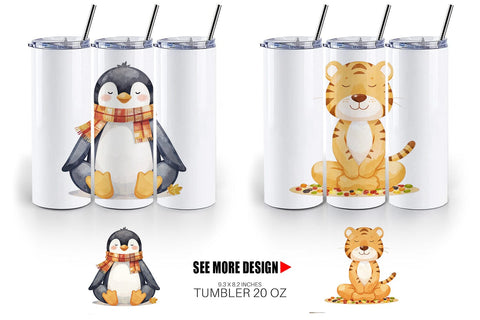 Tumbler Fall Meditating Animals Sublimation artnoy 