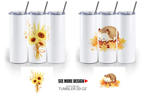Tumbler Fall Watercolor Set Sublimation artnoy 
