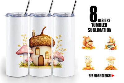 Tumbler Fall Watercolor Set Sublimation artnoy 